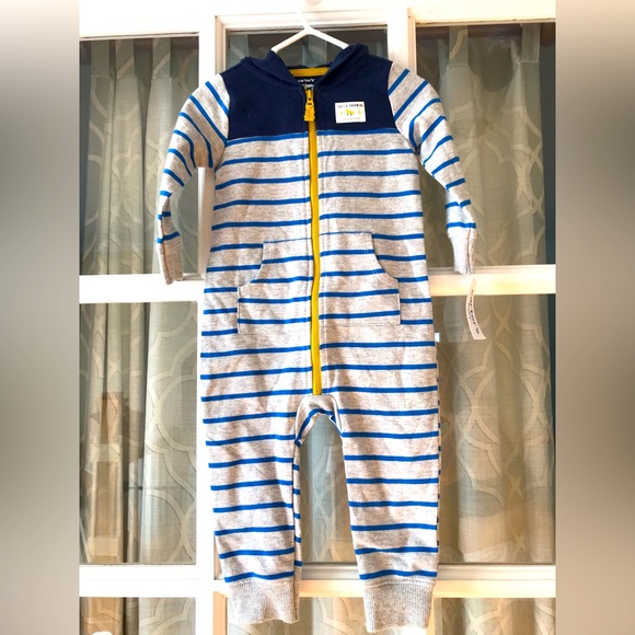 NWT Carter’s size 12 mo “Cute And Charming Little Guy” fox zip up hooded romper - Picture 1 of 9